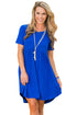 Sexy Blue Short Sleeve Pullover Babydoll Style Casual Dress